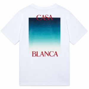 T-shirt Casablanca blanc dégradé turquoise, vue de dos